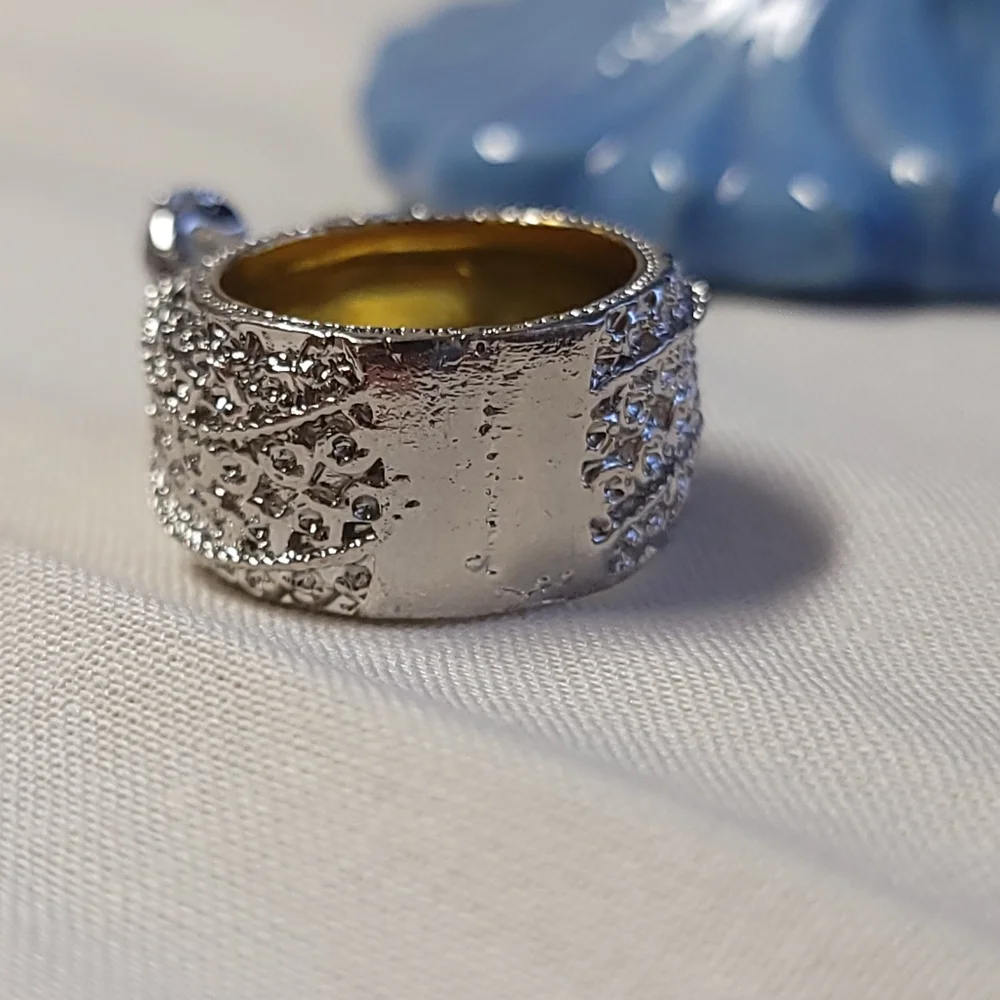 Double Peacock Ring Two Tone Cocktail